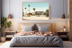 Vintage Palm Springs House Art Poster Canvas Art Print