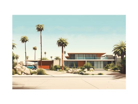 Vintage Palm Springs House Art Poster Canvas Art Print