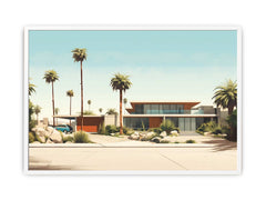 Vintage Palm Springs House Art Poster Canvas Art Print