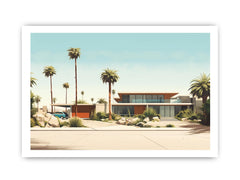 Vintage Palm Springs House Art Poster Canvas Art Print