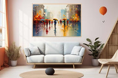 Colorful Umbrellas On The Street Canvas Art Print