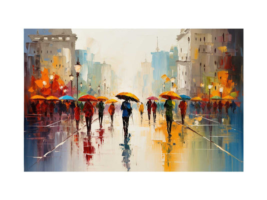 Colorful Umbrellas On The Street Canvas Art Print