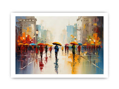 Colorful Umbrellas On The Street Canvas Art Print