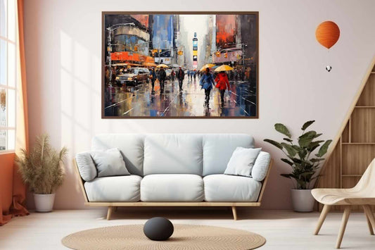 Umbrellas In New York street Canvas Art Print