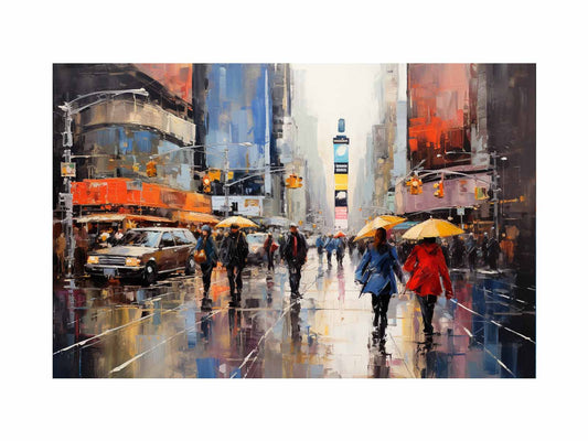 Umbrellas In New York street Canvas Art Print