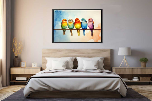 Birds On Wire Canvas Art Print