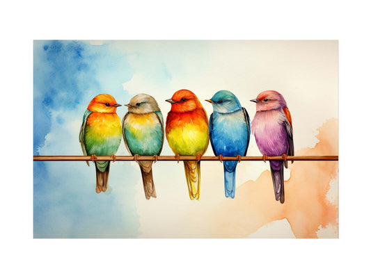 Birds On Wire Canvas Art Print
