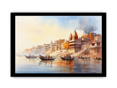 Varanasi Ganga Vintage Canvas Art Print