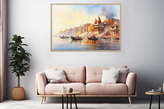 Varanasi Ganga Vintage Canvas Art Print