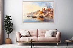 Varanasi Ganga Vintage Canvas Art Print