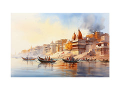 Varanasi Ganga Vintage Canvas Art Print