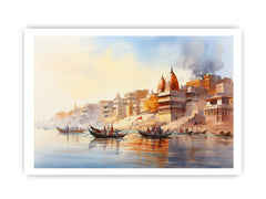 Varanasi Ganga Vintage Canvas Art Print