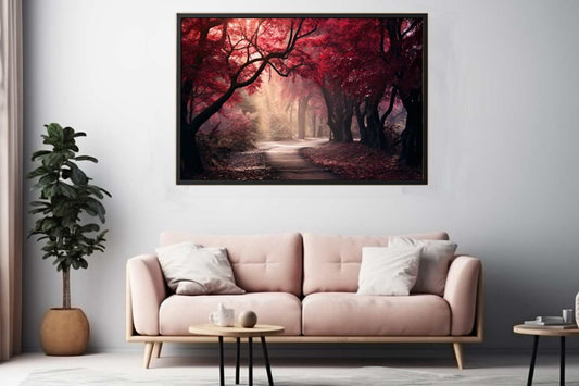 Red Forest Canvas Art Print Painting