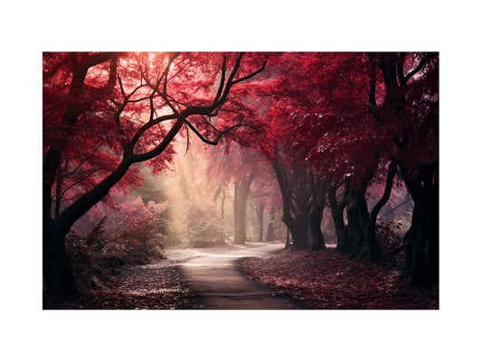 Red Forest Canvas Art Print Painting