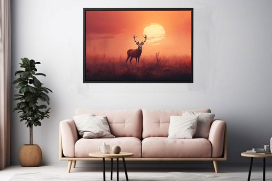 Morning Stag Art Canvas Art Print