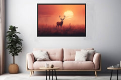 Morning Stag Art Canvas Art Print