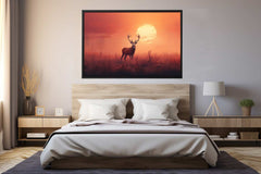 Morning Stag Art Canvas Art Print