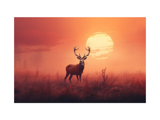 Morning Stag Art Canvas Art Print