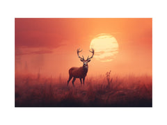 Morning Stag Art Canvas Art Print