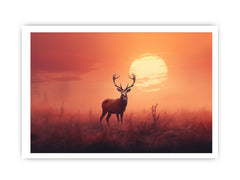 Morning Stag Art Canvas Art Print