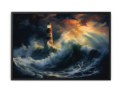 Lighthouse In Storm  Canvas Art Print