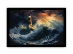 Lighthouse In Storm  Canvas Art Print