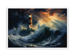 Lighthouse In Storm  Canvas Art Print