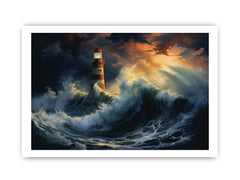 Lighthouse In Storm  Canvas Art Print