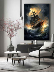 Ship In Storm  Canvas Painting Print