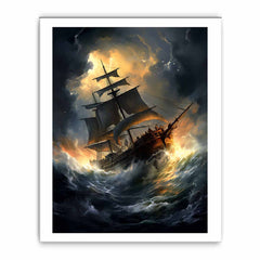 Ship In Storm  Canvas Painting Print