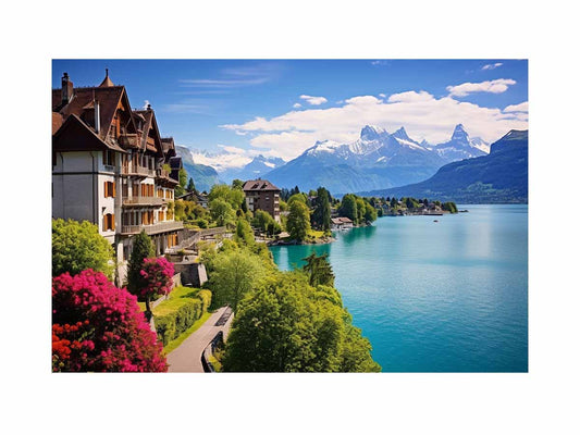 Swiss lake House  Canvas Art Print