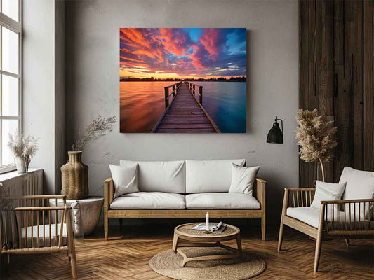 Jetty Sunset Art Canvas Art Print