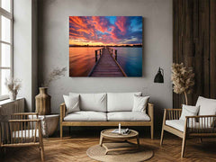 Jetty Sunset Art Canvas Art Print