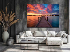 Jetty Sunset Art Canvas Art Print