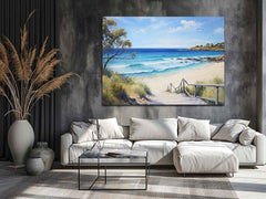 Jetty Beach Art Canvas Art Print