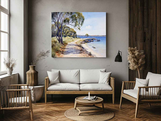 Isolated Beach Walk Art Canvas Art Print