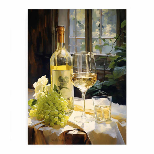 White Wine Art Canvas Art Print