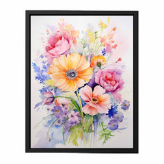 Watercolor Flowers  Painitng Canvas Art Print
