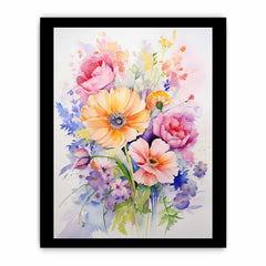 Watercolor Flowers  Painitng Canvas Art Print