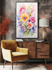 Watercolor Flowers  Painitng Canvas Art Print