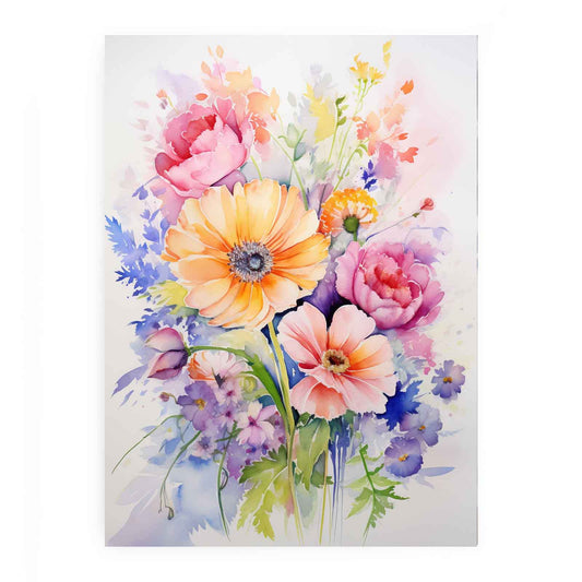 Watercolor Flowers  Painitng Canvas Art Print