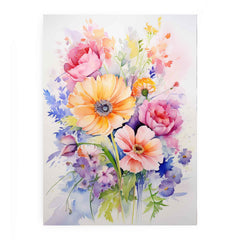 Watercolor Flowers  Painitng Canvas Art Print