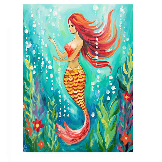 Underwater Mermaid  Canvas Painting  Print