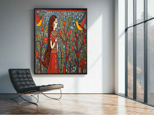 Madhubani Brids  Canvas Art Print