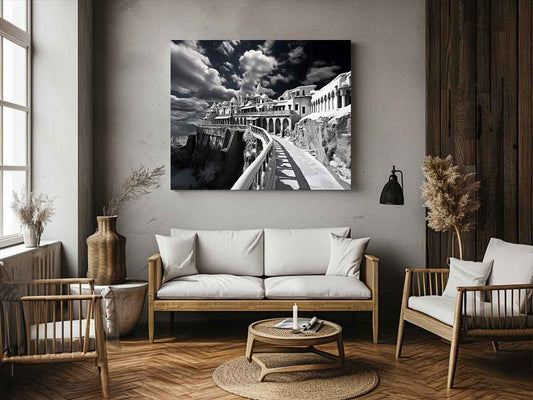Black & white  Monastery Canvas Art Print