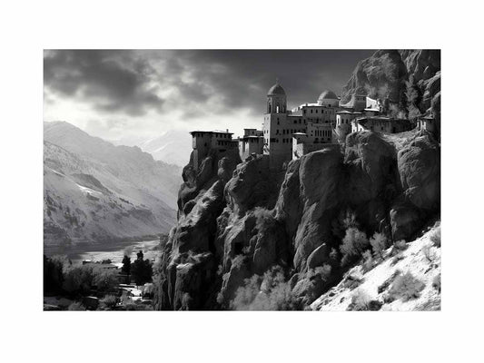Meteoron Monast Grey Art Photography  Canvas Art Print
