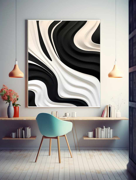 Black And White Abstract Painting Canvas Art Print