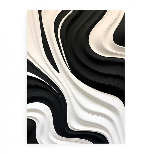 Black And White Abstract Painting Canvas Art Print