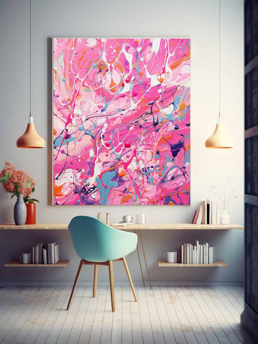Pink Dripping Color Painting Canvas Art Print