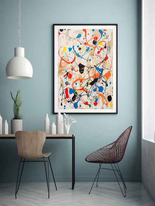 White Art Dripping Color Painting Canvas Art Print